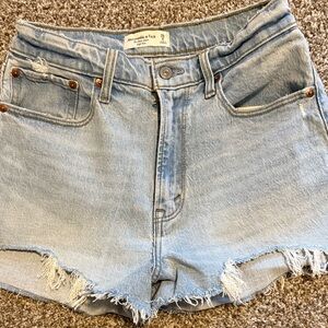 Abercrombie & Fitch Women's Distressed Light Blue Jean Shorts